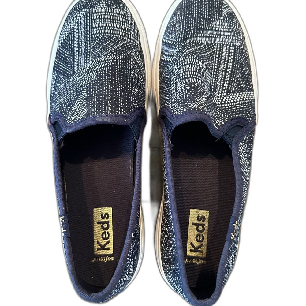 Keds Blue and White Slip-On Sneakers